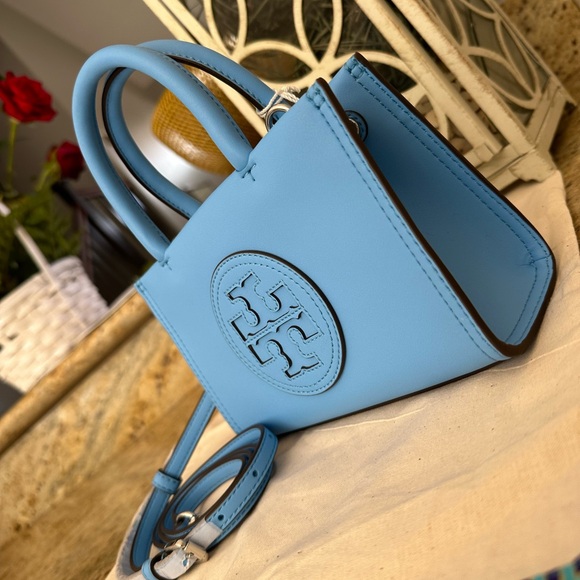NWT Tory Burch ELLA BIO MINI TOTE BLUE AZURE - Picture 3 of 8